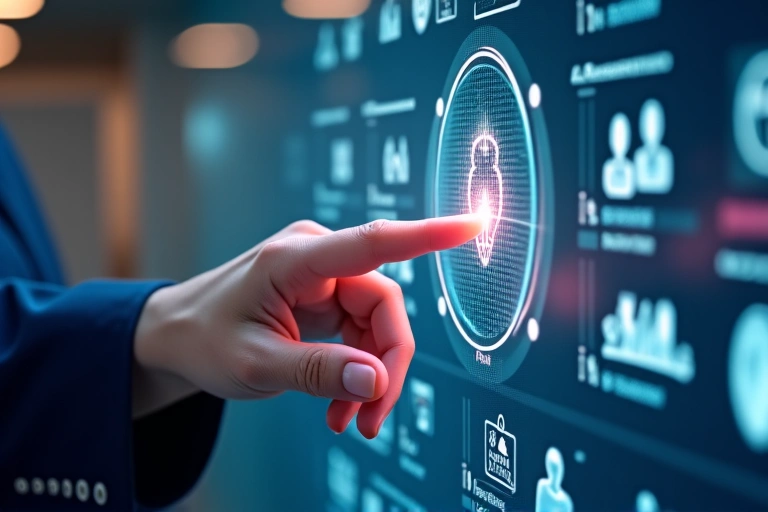 Persona che interagisce con un'interfaccia utente personalizzata